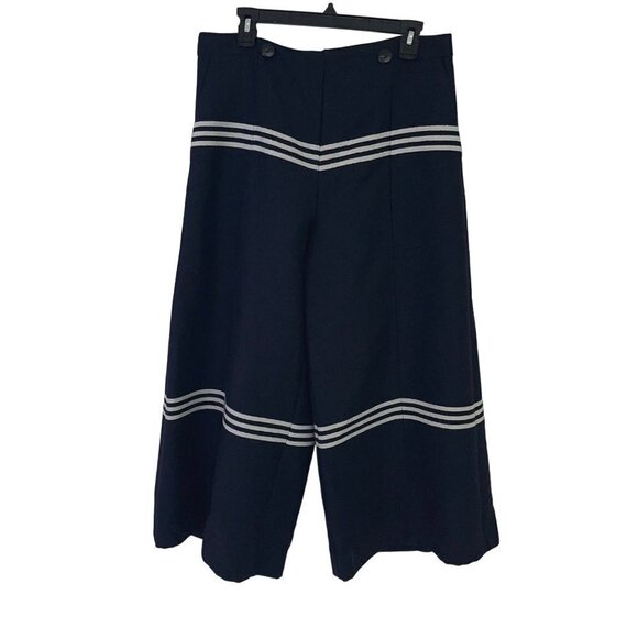 Baum Und Pferdgarten Womens Trousers Size 42 Blue Wide Leg Cropped Pockets New
